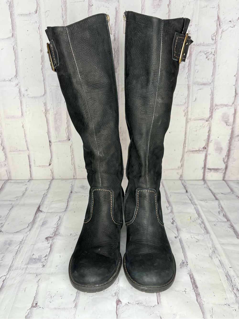 Paul Green Kendra Knee High Riding Boots Sz 7.5 Black Leather Equestrian Renfair - Picture 3 of 13